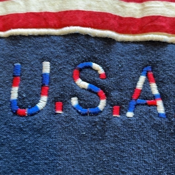 VTG-fruit of a loom-3X-navy blue-USA flag graphic embroidery crewneck sweatshirt - Picture 10 of 11